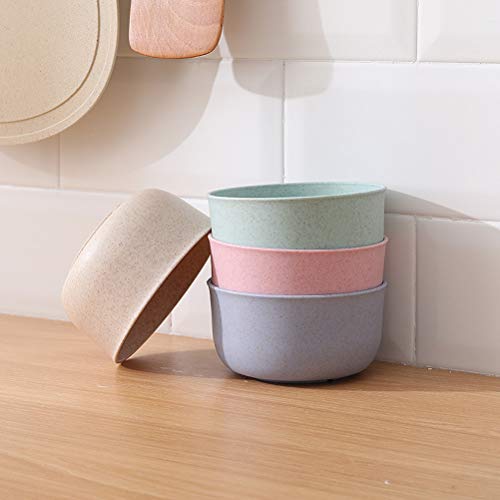 Ourine - Juego de 4 cuencos irrompibles para cereales, ligero y degradable, cuencos de paja de trigo para ensalada, arroz, sopa, postre y fruta (beige) Colorido