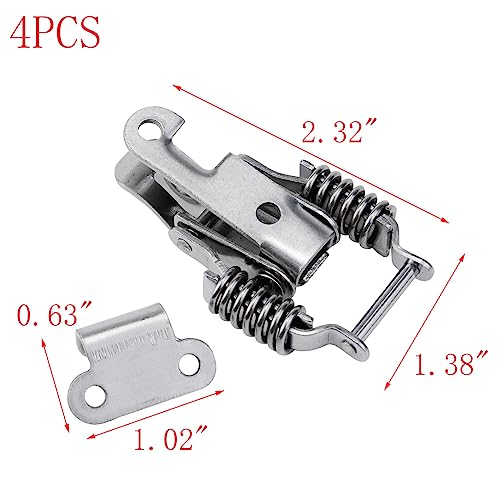 My Mironey 4Set Compression Spring Toggle Latch Lock 304 Stainless Steel Spring Loaded Draw Latch Clamp Cabinet Boxes Toggle Hasp Latch With Lock Hole,2.32" Length #TOP1