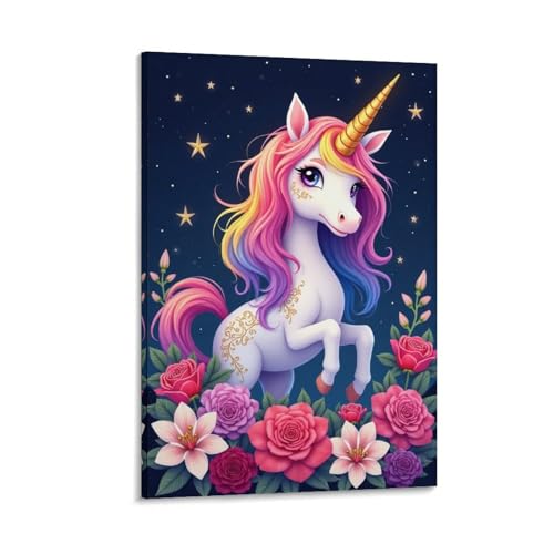 Divertido póster artístico de Uni-corn para habitación de niños, bonito póster (41) obras de arte geniales, pintura artística para pared, lienzo, pósteres colgantes, 60 x 90 cm