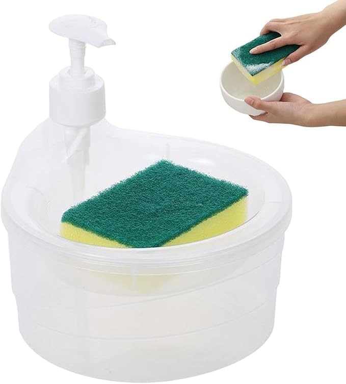 Soap Dispenser/Soap Pump Dispenser and Sponge Holder with 1 Cleaning Sponges for Kitchen|Type -177 for Home and Kitchen-picture-30