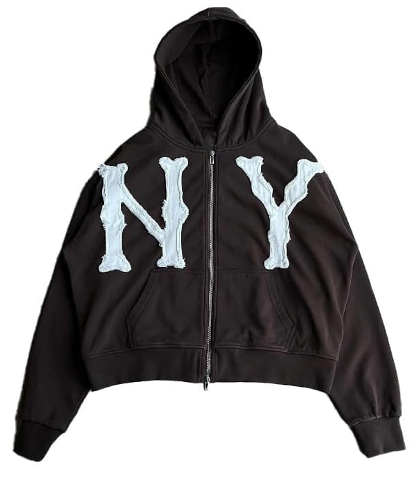 Amazon.com: Ckuea Y2k Hoodies Grunge Graphic Embroidered Zip