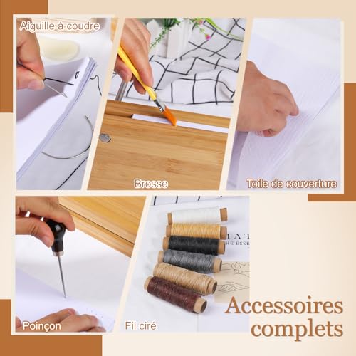 Kit reliure livre 49 pièces Wamkon avec presse livre et plioir scrapbooking