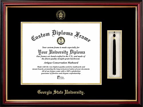Campus Images Georgia State University Tassel Diploma Frame 14 x 17 Petite Mahogany – Black and Gold Mat with Graduation Tassel Holder