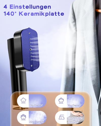 Steamer Dampfglätter 1300W,110-240V Worldwide Voltage 2-in-1 Reisebügeleisen Mini mit 15S Schnellaufhezung, 800g Leicht Tragbarer Dampfglätter für Kleidung, Ideal für Reise, Büro und Haushalt