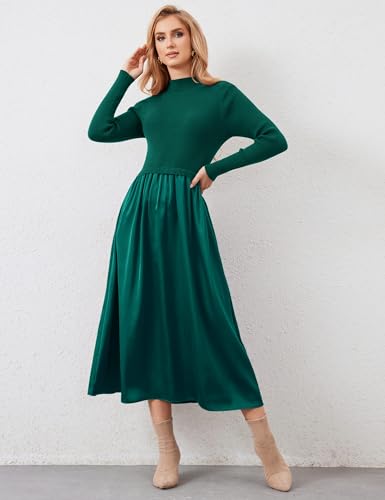 Image of Lauweion Womens Turtleneck Maxi Sweater Dresses Long Sleeve Knit Pullover Jumper Fall Winter Flowy Modest Long Dress