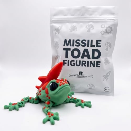 Missile Toad Collectible Figurine - Bright Green and Red 3D Printed Rocket Frog Desk Decor for Unique Gifts and Home Accent - 3D Printed in Canada image 5