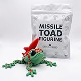 Missile Toad Collectible Figurine - Bright Green and Red 3D Printed Rocket Frog Desk Decor for Unique Gifts and Home Accent - 3D Printed in Canada