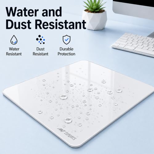 Image of Ant Esports Glass Mouse Pad 400 x 450 x 4.6mm, Premium Tempered Glass Gaming Mousepad, Ultra-Smooth Surface, Precision Tracking, Anti-Skid Base, Optical & Laser Mouse Compatible, White