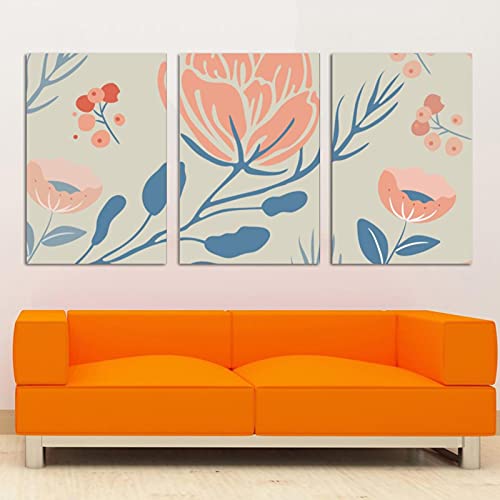 Tableau triptyque fleurs et feuilles modernes encadré pour salon - 4