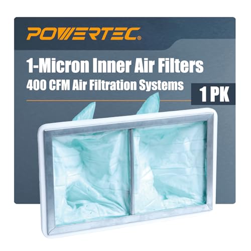 POWERTEC 1 Micron Inner Air Filter for WEN 3410, POWERTEC AF4000/AF4001, Shop Fox W1830 Air Filtration System, Replacement for WEN 90243-026-2 Woodworking Air Filters for Workshop & Garage, 1PK