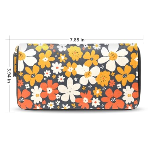 Long Wallets Leather Bifold Wallet for Women Summer Flower with Zipper Credit Card Holder Large Capacity2