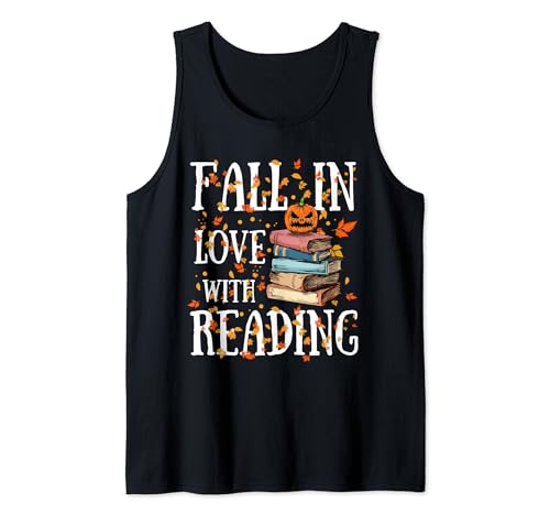 Fall In Love With Reading Book Autumn Pumpkins Halloween Tank Top
