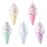 Enanal Assorted Ice Cream Ornaments, 5pcs 6' Foam Pastel Hanging Christmas Tree Mini Dessert Ornaments for Xmas Decoration