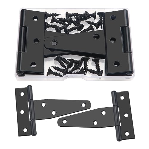 YIXISI 4 PCS 3 inch T-Strap Hinges, Strap Tee Hinge, Metal Gate Strap Hinge with 24 PCS Screws