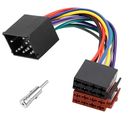 Kit d'adaptateurs d'autoradio ISO, connecteur ISO universel 16 broches, câble adaptateur de faisceau de câbles, rallonge enfichable, adaptateur radio pour...
