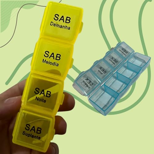 Porta Comprimido Semanal Colorido Destacável Manha Tarde Noite Madrugada RHAYNER