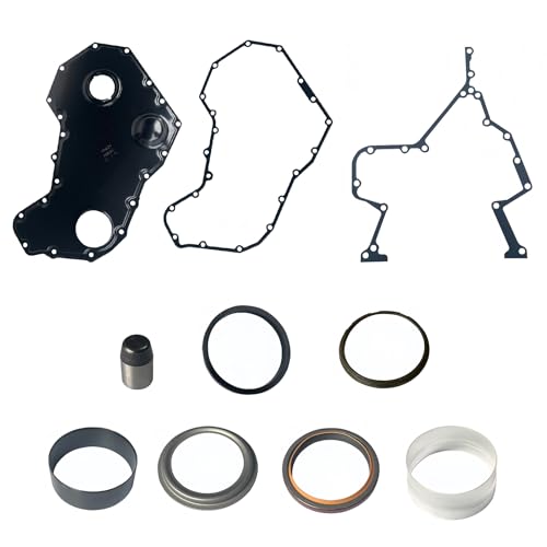 Engine Timing Gear Housing Front Case Cover Gasket with Pin dowel Set Compatible with 1994-1998 Dodge Ram 2500 3500 5.9L Cummins 6B 4B 12V