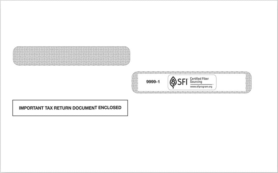IRS Approved Tax Envelope, 4up Quadrant Style for w2, Size 5.75 x 8.75, Moisture Seal (Item TF99991) - Quantity 500 Envelopes