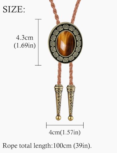 Image of HUABOLA CALYN Bolo tie, Handmade Round Shape Western Cowboy Bola Tie