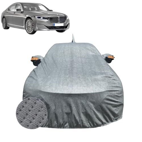 Image of Car Cover for BMW 7 Series (2016-2022) | 100% Waterproof Cover with Reflective Mirror Pockets | Dustproof, Scratchproof, Heatproof BMW 7 Series Car Cover |Soft Cotton Lining| Grey