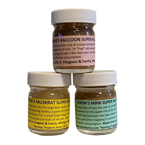 3 Package of Lenon Lures Water Trapping Muskrat, Mink & Raccoon Lures 1 oz Cover