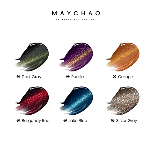 Maychao 3D Cat Eye Gel Nail Polish Set With Magnet Stick, 6 Colors Nail Polish Gel Set Suitable For Nail Salon Diy At Home, Fall Winter, Holiday Gel Polish Kit With Gift Box #TOP1