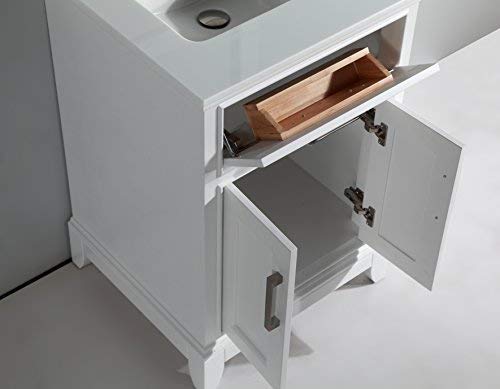 Vanity Art 24 Inches Single Sink Bathroom Vanity Set White Super Phoenix Stone Top 1 Dove-Tailed Drawer 1 Shelf Undermount Rectangle Sink Cabinet With Free Mirror Va1024-W #TOP4