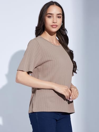 Image of Selvia Women's Solid Regular Fit T-Shirt