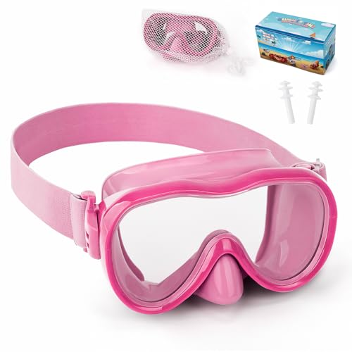 Kinder Schwimmbrille, Anti-Leck Schnorchelmaske mit Nasenabdeckung & elastischem Stoffband, UV-Schutz Schwimmbrille für Jungen und Mädchen – Ansicht 1