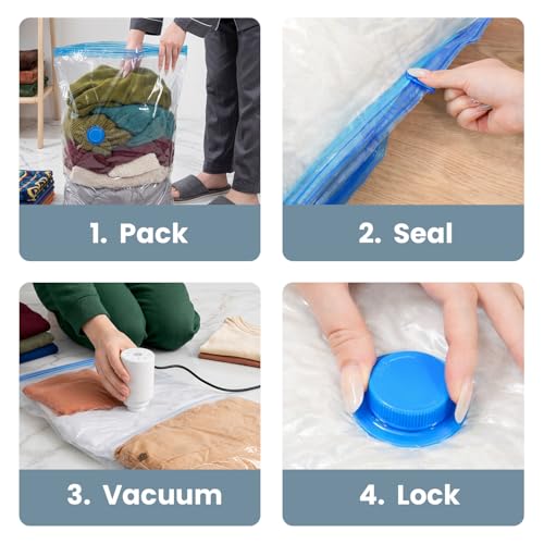 Image of enem Vacuum Storage Bags for Clothes Pack of 4 Bags (2 Large 100x80cm, 2 Small 80x24cm) | Space Saving Travel Vacuum Bags | Wardrobe Organizer & Clothes Storage Bags for Home, Travel
