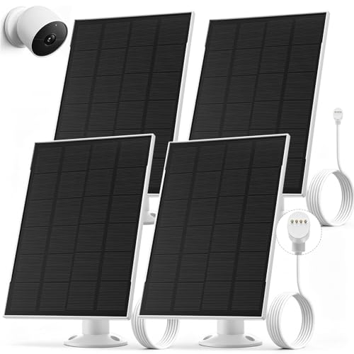 Image of Saysurey 4pack Solar Panel Compatible with Google Nest Camera Indoor & Outdoor(Battery Version) Upgraded Solar Power Charger 360° Adjustable Mount with Ip65 Waterproof 13.1ft Charging Cable