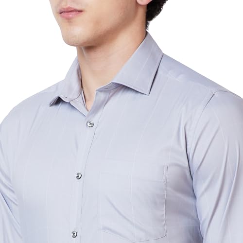 Image of Park Avenue Men's Cotton Blend Checks Pattern Slim Fit Semi Cutaway Collar Full Sleeve Formal Shirt