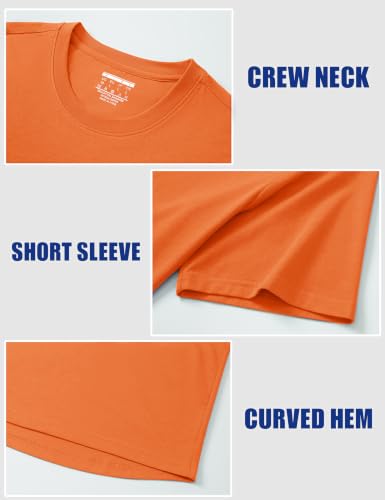 Cotrasen Mens T-Shirts Cotton Oversized Short Sleeves Casual Loose Fit Solid Basic Tee Tops Summer UPF 50+ Sun Shirts Orange — view 5