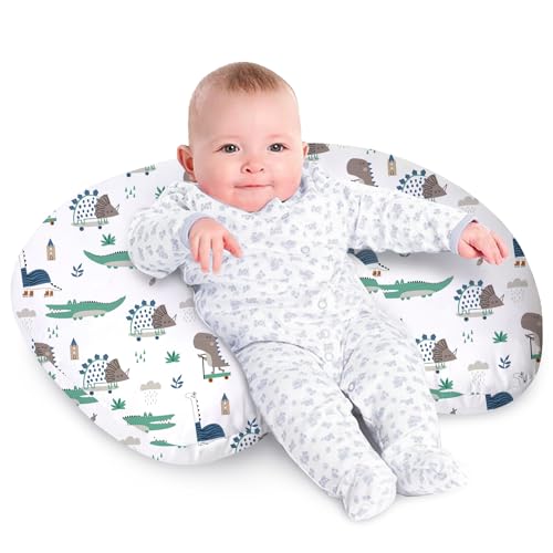 Image of Little Grape Land Nursing Pillow for Infants, Breastfeeding Pillows, Baby Support Pillow for Nursing, Bottle Feeding, Tummy Time with Machine Washable Cover & Breathable Filling (Wild Dinosaur)