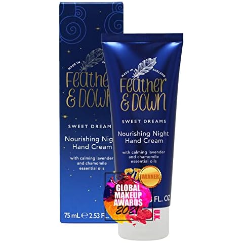 Feather & Down Sweet Dreams Nourishing Night Hand Cream (75ml) - With Calming Lavender & Chamomile Essential Oils. Cruelty Free. Vegan Friendly. Sleep Matters Cover
