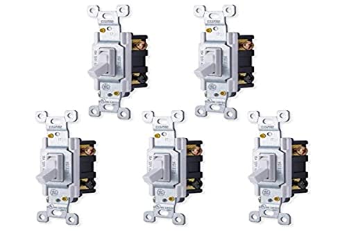 Ge 3-Way Grounding Toggle Switch, 5 Count, In Wall On/Off Fan & Light Replacement, 15 Amp, Great For Home, Office & Kitchen, Ul Listed, White, 44030 (Pack Of 1) #TOP16