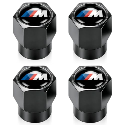Tire Valve Stem Caps for BMW M M2 M3 M4 M6 M8 Metal Wheel Air caps Auto Valve Stem Caps Accessories 4 Pcs Black