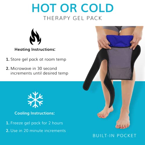 Image of BraceAbility Ice Pack for Knee - Cold and Hot Therapy Compression Gel Wrap Brace for Men and Women's Post-Surgery Support, Kneecap Swelling, Torn Meniscus, Tendonitis, OA Pain Relief (One Size)