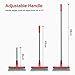 Floor Scrubber with Long Handle, 2 in 1 Scrubbing Brush Stiff Bristle Shower Cleaning Brush for Bathroom, Kitchen, Tub, Carpet, Grout, Tile(Red)