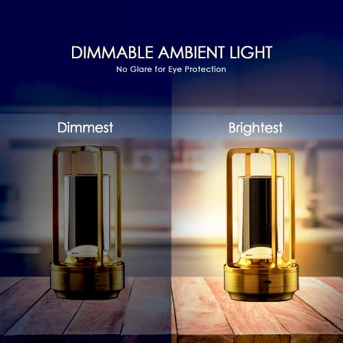 Image of ro:sha Rosha Lumos Wireless Plastic & Acrylic LED Table Lamps | Upto 8-10 Hrs 1800 mAh Rechargeable Batteries | Touch Dimmer Control | 3 Level Brightness (Gold)