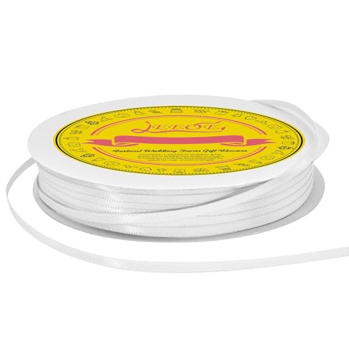 Image of Double Face Off White Satin Thin Ribbon 1 /8 inch X 100 Yards Polyester Off White Ribbon for Gift Wrapping Very Suitable for Weddings Party Hair Bow Invitation Decorations and More