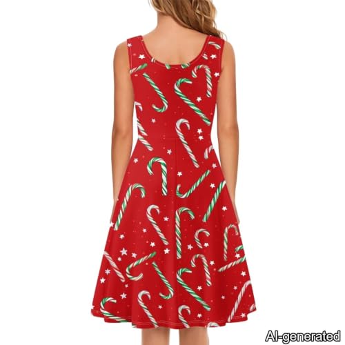 Image of Dreaweet Casual Sleeveless Dresses for Women Girls, Round Neck Tank Dresses with Pockets Summer Sundress Size XS-4XL