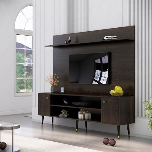 Image of Bniture TV Unit Cabinet for Living Room 30 to 65 Inch, Engineered Wood Cabinet Base Mount with 2 Door & Shelves, TV Stand Table with Storage for Books & Decor Unit for Bedroom (Flower Wenge)