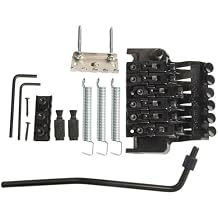 Double Locking Tremolo Bridge Set for Electric Guitars, Floyd Rose Style 6-String Guitar Tremolo Bridge System with Double Roll Tailpiece and Saddle, For Ibanez and Most Electric GuitarsBlack