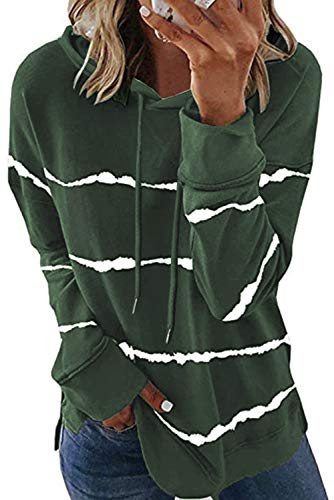 KINGFEN Cute Tops for Women Sweatshirts Women Cute Hoodies Long Sleeve Tunic Tops Shirts Fall Clothes for Women 2021 Trendy Tye Dye Womens Casual Tops Trendy Polyester Hoodie Green X-Large