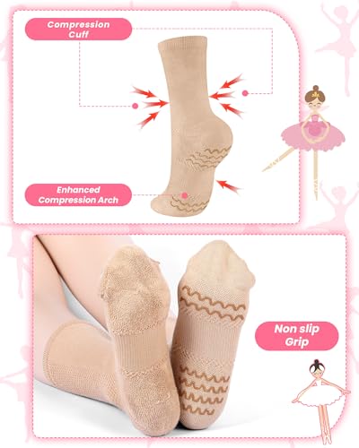 Image of Twistover 4 Pairs Dance Non Slip Socks for Dancer Women Girls Ballet Dancing Socks with Spin Spot Compression Ankle Stockings