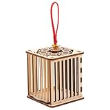 balacoo Pets Cricket Cage, Wooden Cricket Container with Chinese Knot, Hanging Habitat Reptile Carrier for Grasshopper Tarantula Spider