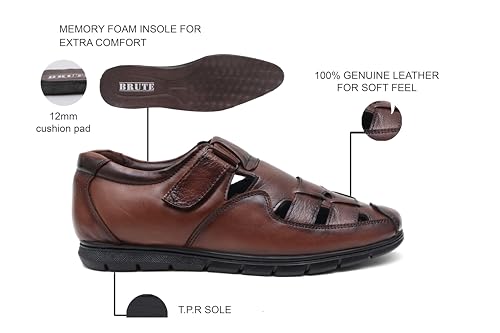 Image of BRUTE Genuine Leather Sandals for Men | Closed Fisherman Sandal