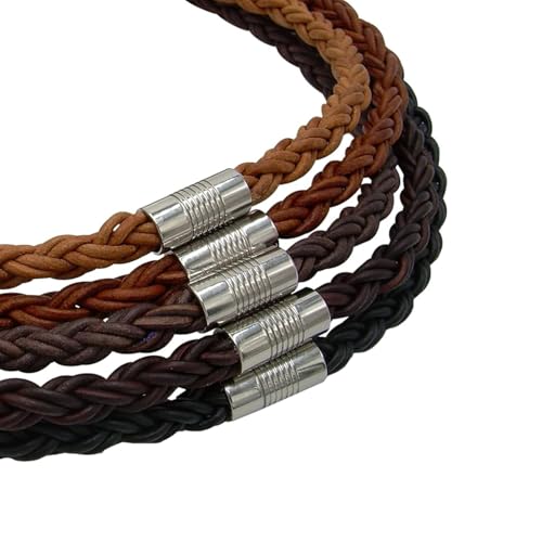 Urban Survival Gear USA Handmade Thick Braided Genuine Leather Necklace with Secure Clasp – Chain for men and women - leather necklace cord Available in 16, 18, 20, 22 Inches & Custom Size