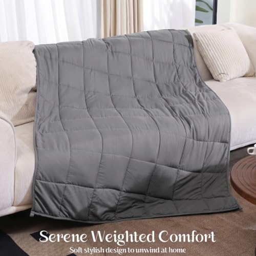 Image of Smart Queen Weighted Blanket with Sleep Mask 15lbs 48'' 72'' Twin Size, Soft Cooling Heavy Blanket for Sleeping, Breathable All Season Comfort with Premium Glass Beads,Machine Washable